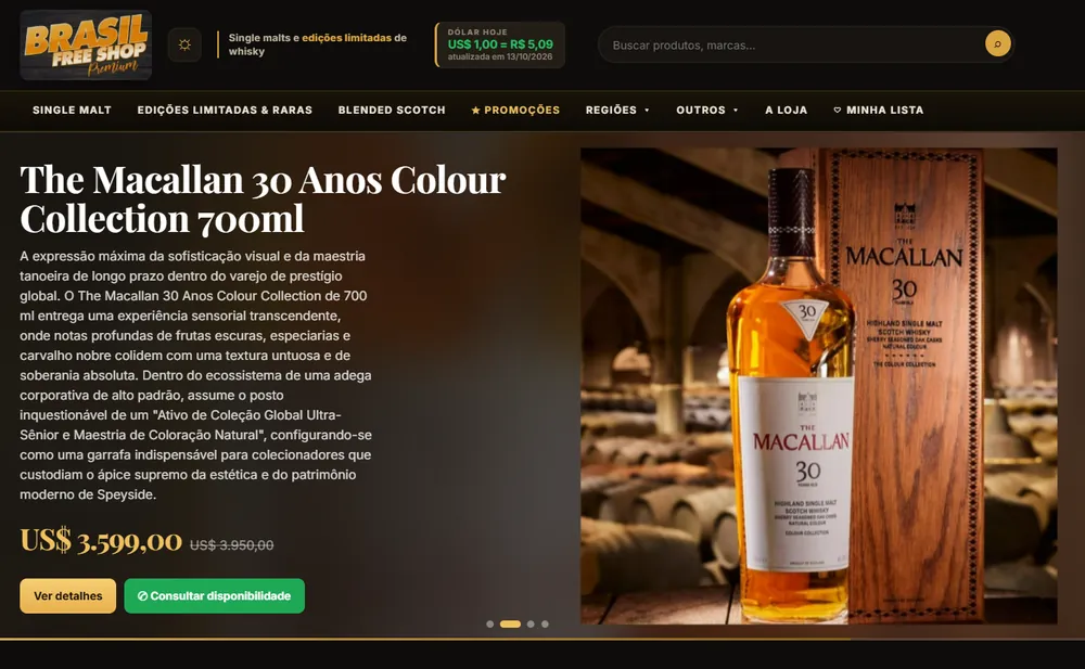 Sitio de Brasil Free Shop Premium en computadora